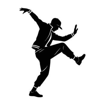 A creative hip hop dancer executing a high knee lift with fluid motion silhouette vector