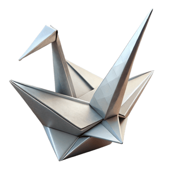 stunning classic Origami Crane Folded Paper White Isolated premium png