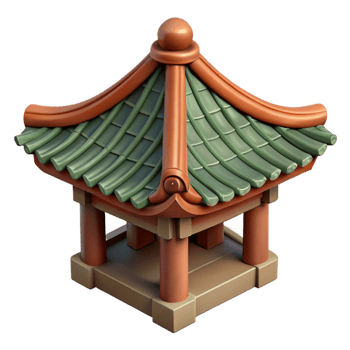 dramatic modern Pagoda Roof Curved Tiles Traditional Design Isolated authentic png