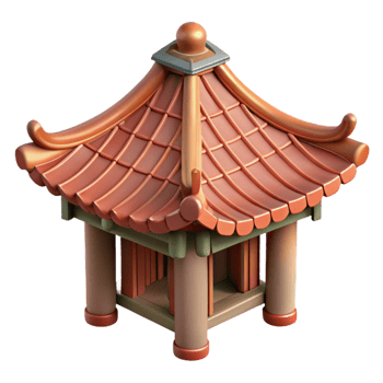 magnificent minimalist Pagoda Roof Curved Tiles Traditional Design Isolated exclusive png
