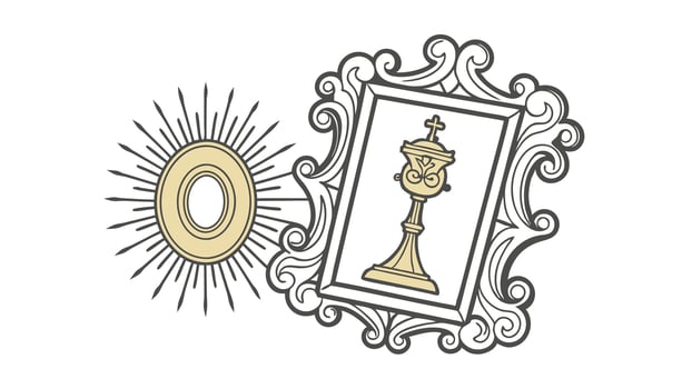 Eucharist Chalice Ornament Frame Sunburst Religious Design vector