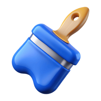 impressive classic Paintbrush with Blue Paint Isolated authentic png