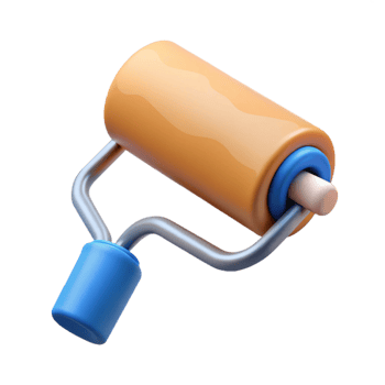 beautiful creative Paint Roller Applying Paint White Wall Transparent genuine png