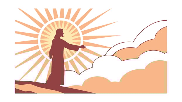 Jesus Christ Silhouette Heavenly Sunrise Cloudscape Divine Spiritual vector