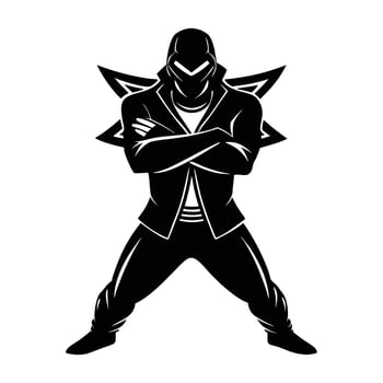Street dancer striking a powerful pose with crossed arms for dynamic impact vector