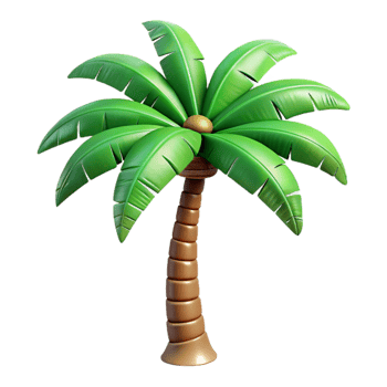 impressive minimalist Palm Tree Tropical Green Fronds Transparent Background png