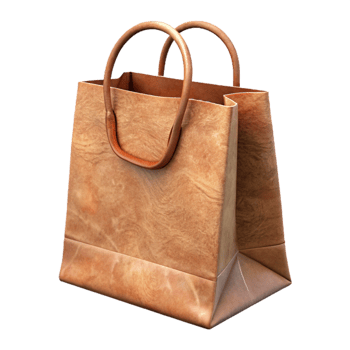 serene traditional Paper Bag Brown Isolated with Handles png