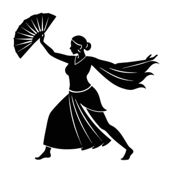 Expressive Traditional Dancer with a Fan Showcasing a Vibrant Cultural Heritage vector