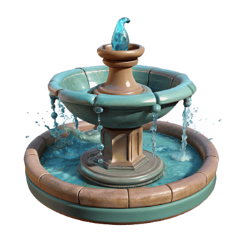 dramatic traditional Park Fountain Water Splash Transparent Background authentic png