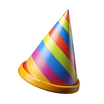 extraordinary contemporary Party Hat Cutout with Colorful Stripes Transparent Background genuine png