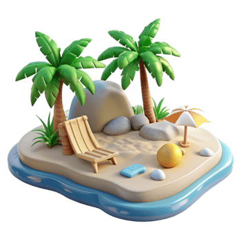 serene contemporary Peaceful Beach Scene Isolated Cutout exclusive png
