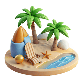beautiful artistic Peaceful Beach Scene Isolated Cutout authentic png