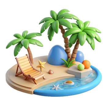 vibrant contemporary Peaceful Beach Scene Isolated Cutout authentic png