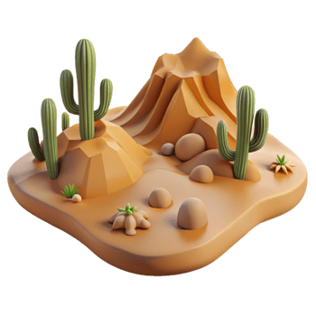 beautiful modern Peaceful Desert Landscape Cutout Isolated premium png