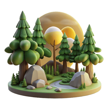 elegant creative Peaceful Forest Scene with Sunlight Cutout original png