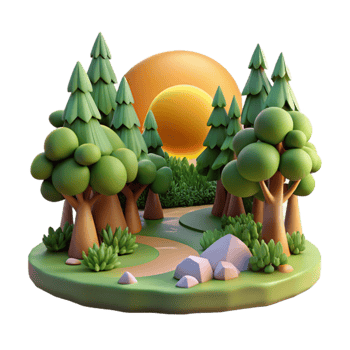 serene classic Peaceful Forest Scene with Sunlight Cutout high quality png
