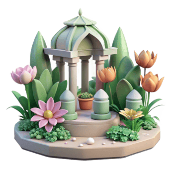 impressive vintage Peaceful Garden Scene Cutout Isolated png