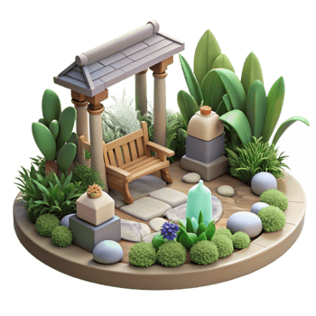 beautiful creative Peaceful Garden Scene Cutout Isolated high resolution png