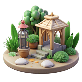 magnificent rustic Peaceful Garden Scene Cutout Isolated professional png