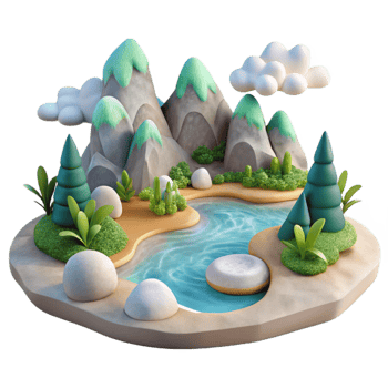 beautiful artistic Peaceful Landscape Watercolor Painting Isolated high quality png