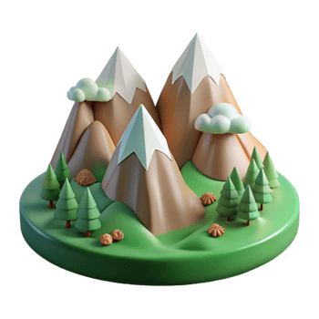 elegant artistic Peaceful Mountain Range Scene Cutout authentic png