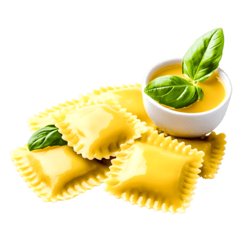 Fresh Homemade Ravioli with Basil and Olive Oil Dip on png