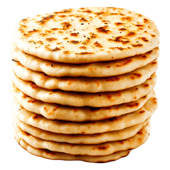 Stack of Freshly Baked Flatbreads with Golden Brown Surface png
