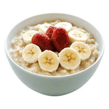 Delicious Healthy Oatmeal Bowl with Strawberries and Bananas png