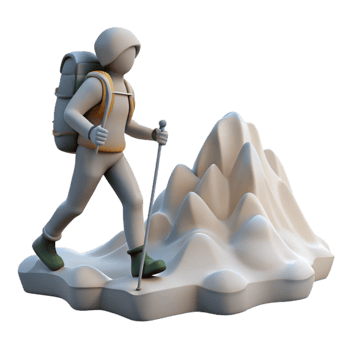 magnificent rustic Person Hiking in Mountains Silhouette Transparent high resolution png