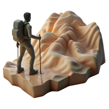 extraordinary contemporary Person Hiking in Mountains Silhouette Transparent high quality png