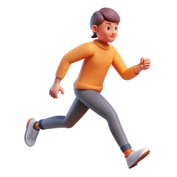 dramatic abstract Person Running in Park Side View Isolated exclusive png