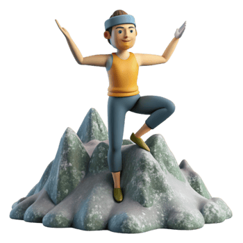 magnificent abstract Person Practicing Yoga on a Mountaintop Cutout high resolution png
