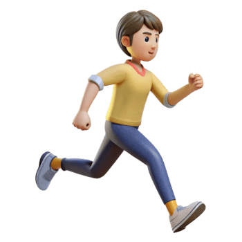 vibrant minimalist Person Running Side View Isolated Element genuine png