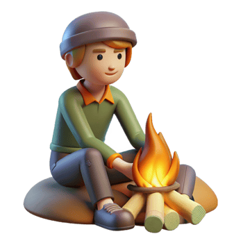 magnificent vintage Person Sitting by a Campfire Cutout detailed png