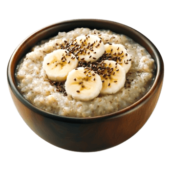 Delicious Healthy Oatmeal Bowl Topped with Fresh Banana Slices png