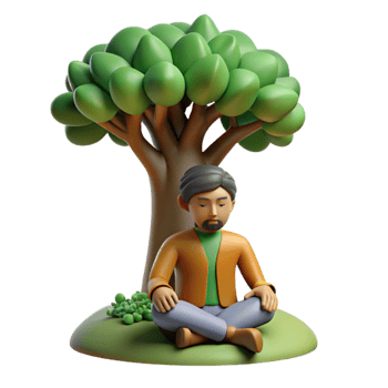 beautiful minimalist Person Sitting Under a Tree Cutout premium png