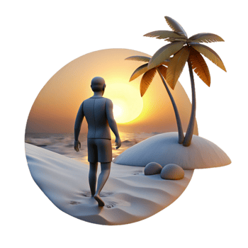 extraordinary contemporary Person Walking on Beach at Sunset Cutout premium png