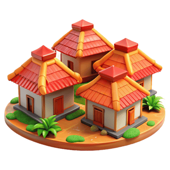 elegant classic Picturesque Village with Red Roofs Cutout Transparent Background high quality png