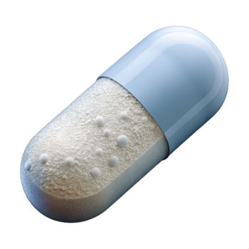 dramatic contemporary Pill Capsule White Powder Filled Transparent Background professional png