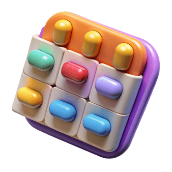 dramatic creative Pill Organizer Weekly Compartments Multicolored Isolated professional png