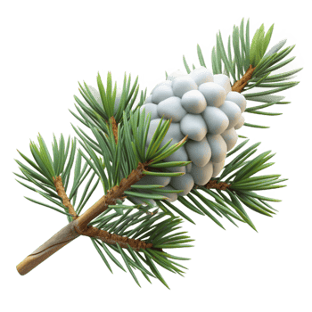 dramatic artistic Pine Branch with Snow Close Up Isolated high quality png