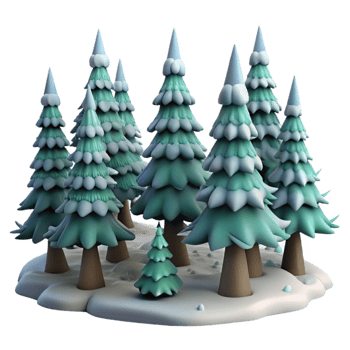 wonderful traditional Pine Tree Forest Winter Scene Isolated png
