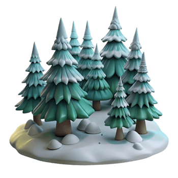 wonderful vintage Pine Tree Forest Winter Scene Isolated detailed png