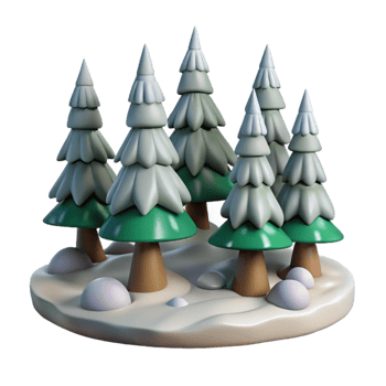 vibrant vintage Pine Tree Forest Winter Scene Isolated genuine png