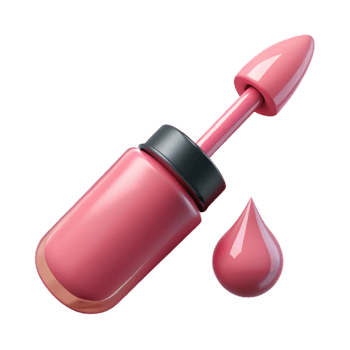 impressive artistic Pink Lip Gloss Wand with Drop Transparent professional png