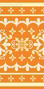Royal Petals Elaborate Expensive Pattern Design inspire from Nature on Orange Background Deluxe Scroll Ornate Rich Border Embroidery Victorian Style for Decoration Fabrics Detailed Silk Lace Whitework vector