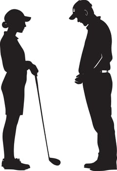 A golfer being guided by a coach, focusing on proper technique and posture. vector