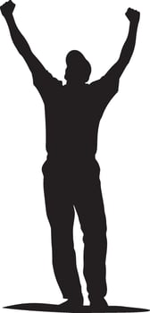 A golfer raising their arms in victory, celebrating the perfect shot. vector