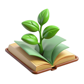vibrant creative Plant Growing From Open Book Knowledge Growth Green Leaves Cutout exclusive png