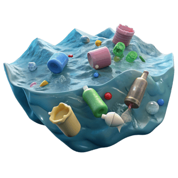 vibrant vintage Plastic Waste Floating in Ocean Isolated exclusive png
